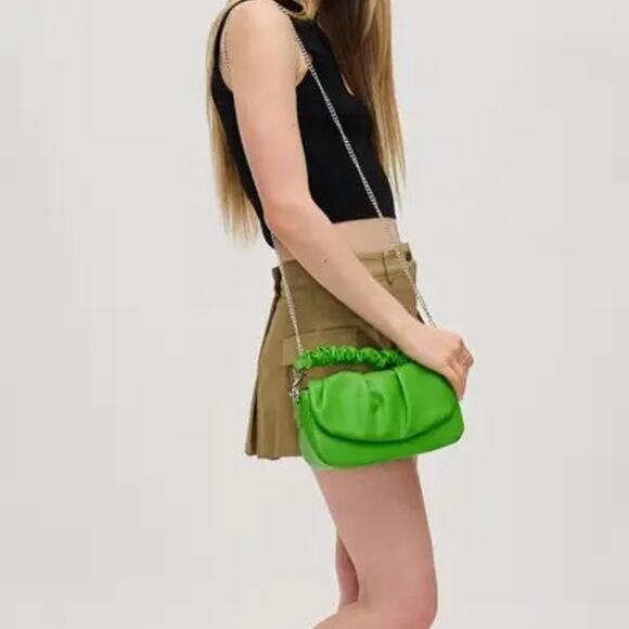 Meadow Vegan Leather Crossbody Chain Strap Citron Green - Picture 8 of 12